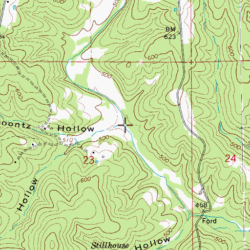 Topographic Map of Koontz Hollow, AR
