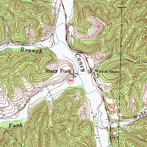 Topographic Map of Stacy Fork, KY