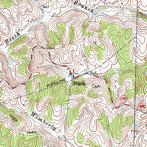 Topographic Map of Stark, KY