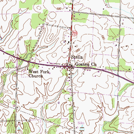 Topographic Map of Stella, KY