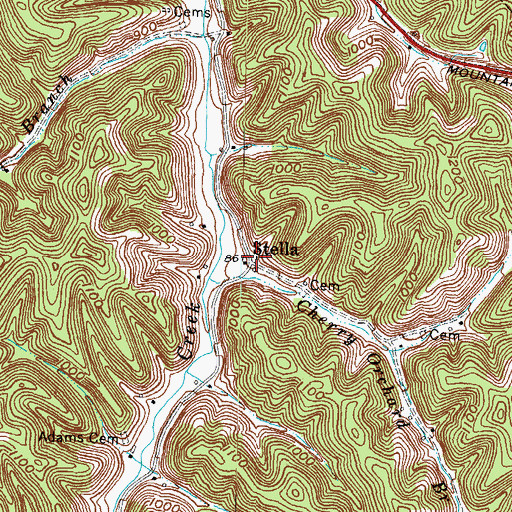 Topographic Map of Stella, KY