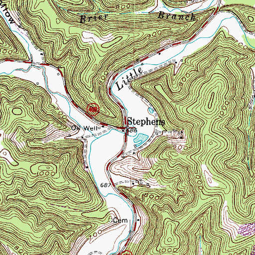 Topographic Map of Stephens, KY