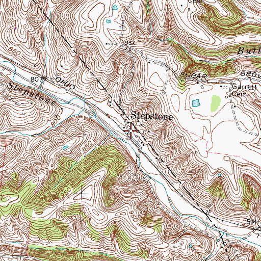 Topographic Map of Stepstone, KY