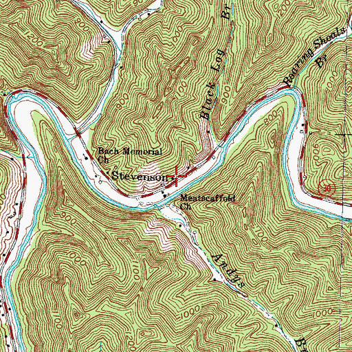 Topographic Map of Stevenson, KY