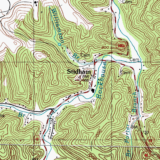 Topographic Map of Stidham, KY