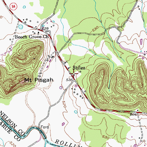 Topographic Map of Stiles, KY
