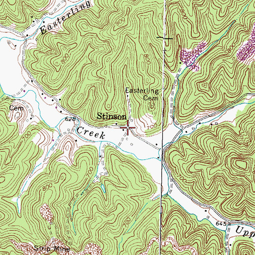 Topographic Map of Stinson, KY