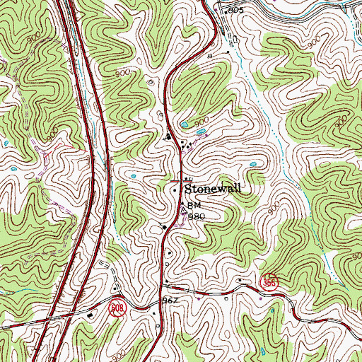 Topographic Map of Stonewall, KY