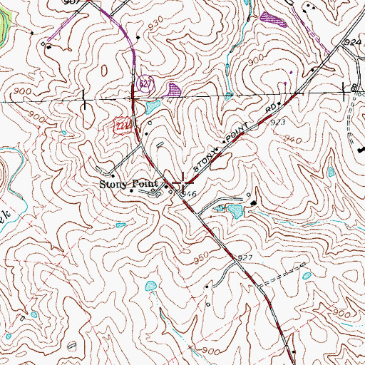 Topographic Map of Stony Point, KY