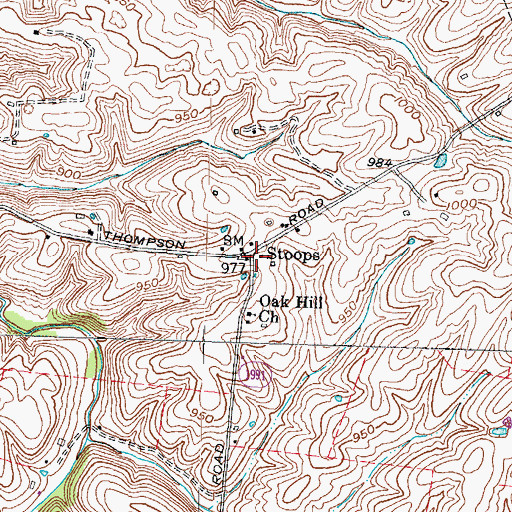Topographic Map of Stoops, KY