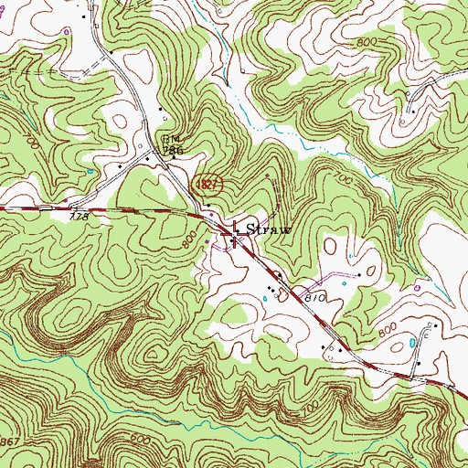 Topographic Map of Straw, KY