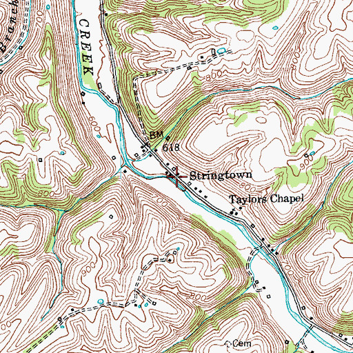 Topographic Map of Stringtown, KY