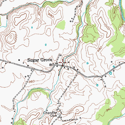 Topographic Map of Sugar Grove, KY