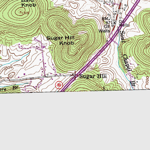Topographic Map of Sugar Hill, KY