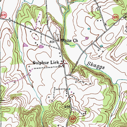 Topographic Map of Sulphur Lick, KY