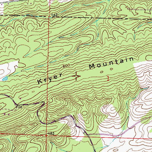 Topographic Map of Kryer Mountain, AR