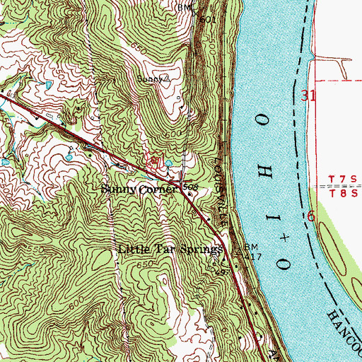 Topographic Map of Sunny Corner, KY
