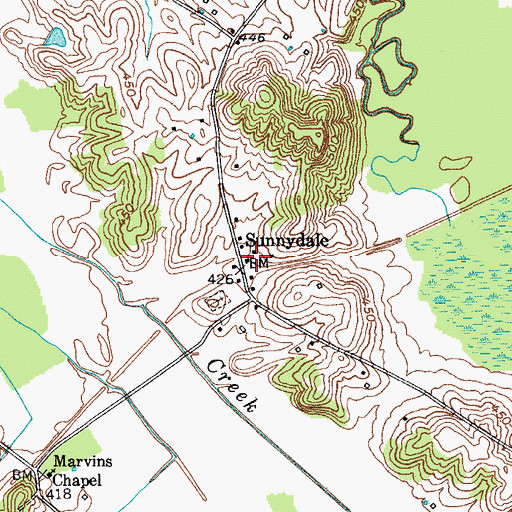 Topographic Map of Sunnydale, KY