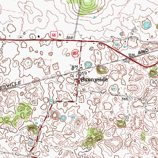 Topographic Map of Sunnyside, KY