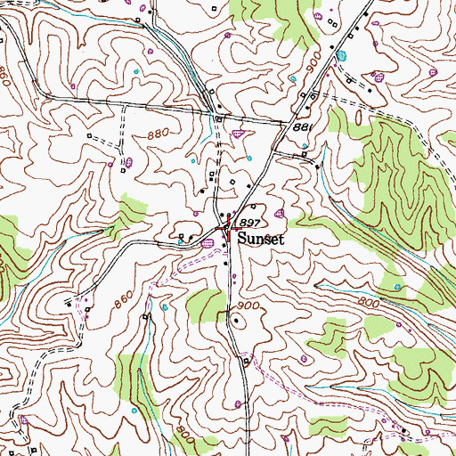 Topographic Map of Sunset, KY