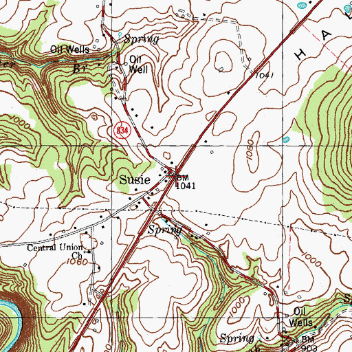 Topographic Map of Susie, KY