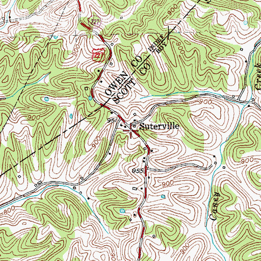 Topographic Map of Suterville, KY