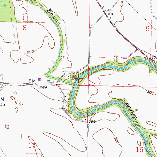 Topographic Map of Kuhn Bayou, AR