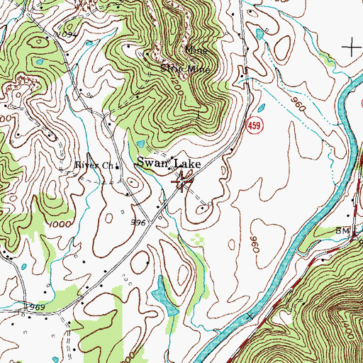 Topographic Map of Swan Lake, KY