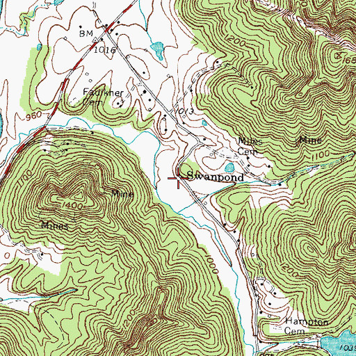 Topographic Map of Swanpond, KY