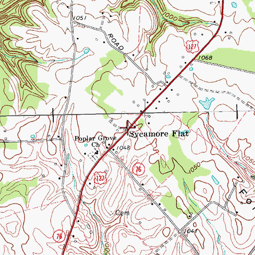 Topographic Map of Sycamore Flat, KY