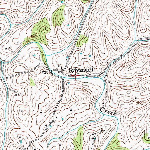 Topographic Map of Sylvandell, KY