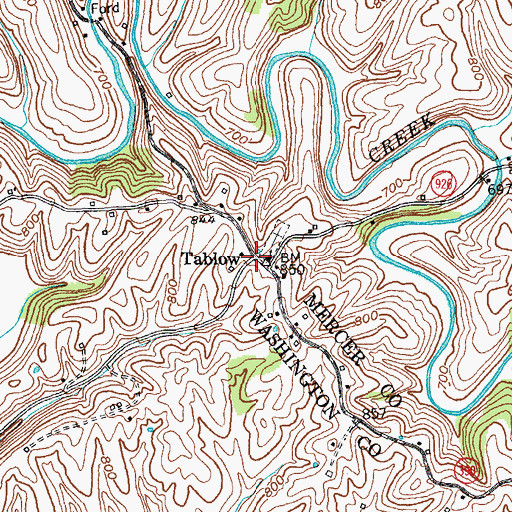 Topographic Map of Tablow, KY