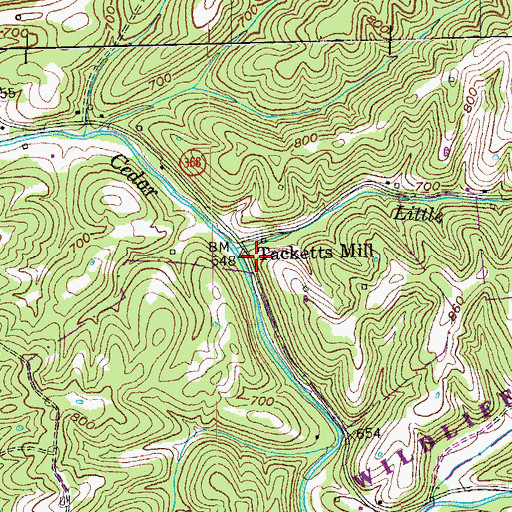 Topographic Map of Tacketts Mill, KY