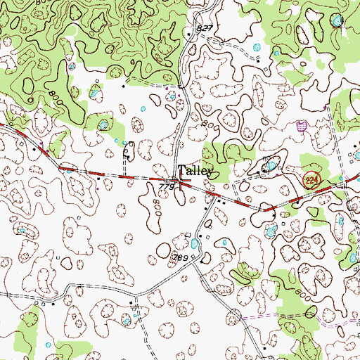 Topographic Map of Talley, KY