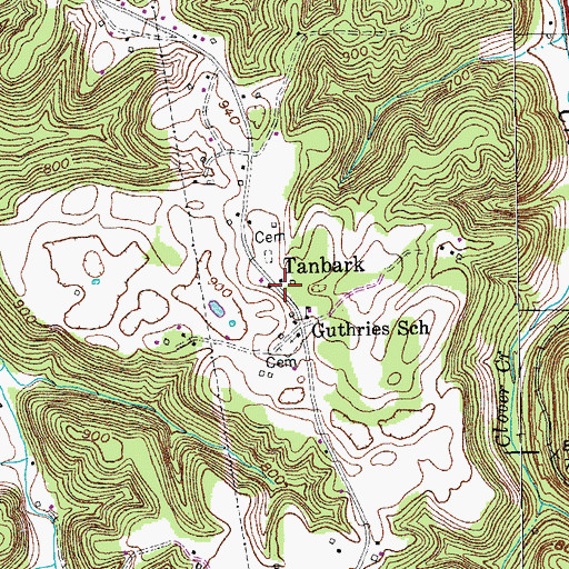 Topographic Map of Tanbark, KY