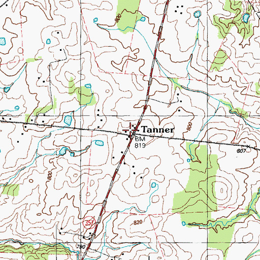 Topographic Map of Tanner, KY