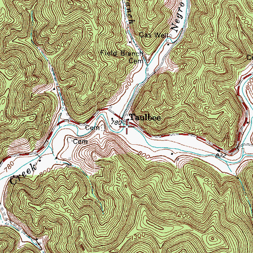 Topographic Map of Taulbee, KY