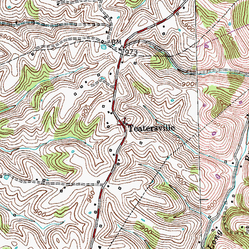 Topographic Map of Teatersville, KY