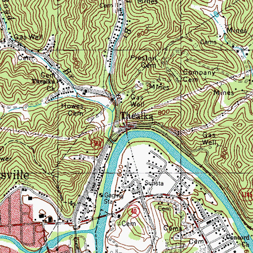 Topographic Map of Thealka, KY