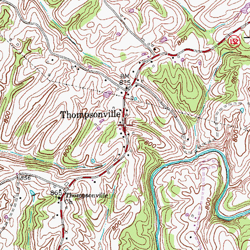 Topographic Map of Thompsonville, KY