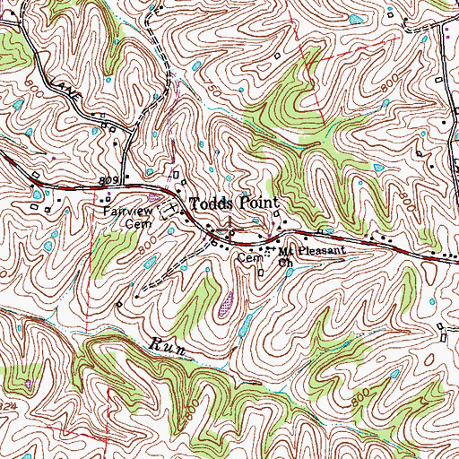 Topographic Map of Todds Point, KY