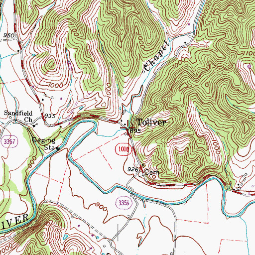 Topographic Map of Toliver, KY