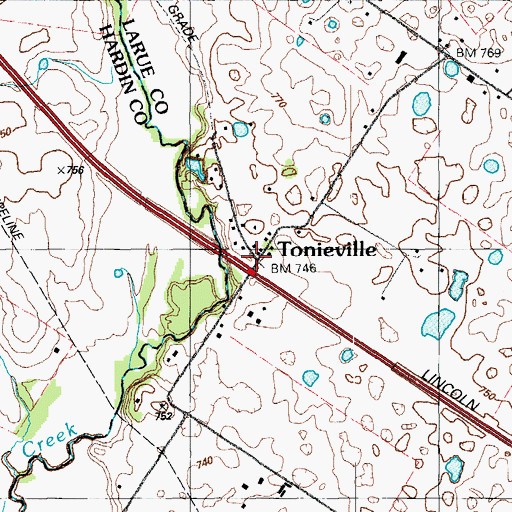 Topographic Map of Tonieville, KY