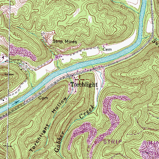 Topographic Map of Torchlight, KY