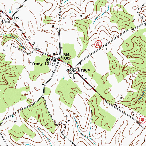 Topographic Map of Tracy, KY