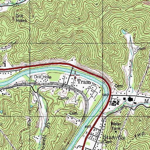 Topographic Map of Tram, KY