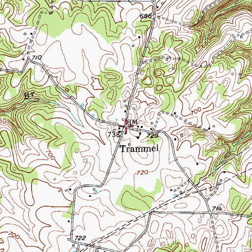 Topographic Map of Trammel, KY