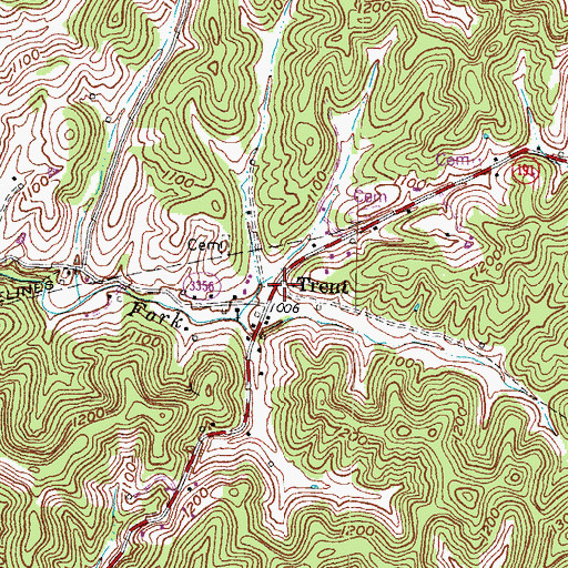 Topographic Map of Trent, KY