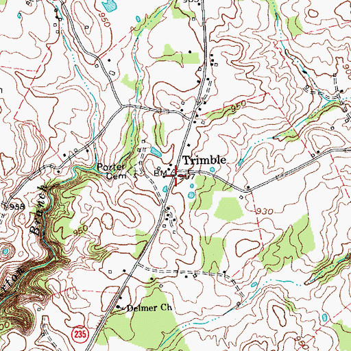 Topographic Map of Trimble, KY