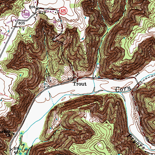 Topographic Map of Trout, KY